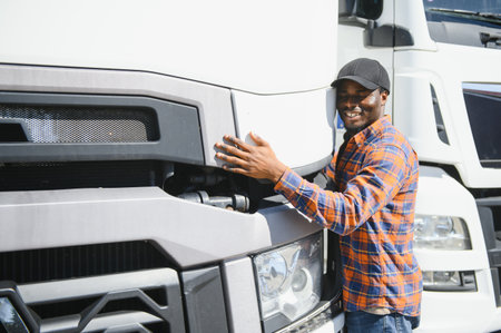 African American professional truck driver.の写真素材