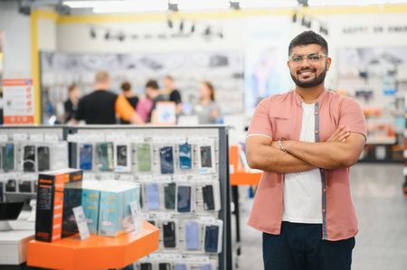 guy in an electronics store