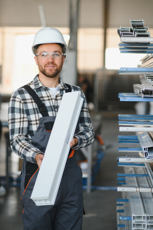 portrait of a confident worker in a factory.の写真素材