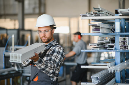 Factory worker. Man working on the production line.
