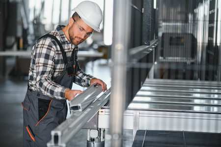 Factory worker. Man working on the production line.