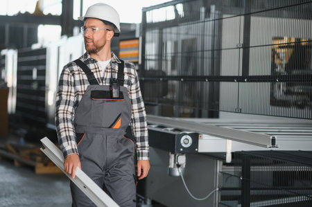 portrait of a confident worker in a factory.の写真素材
