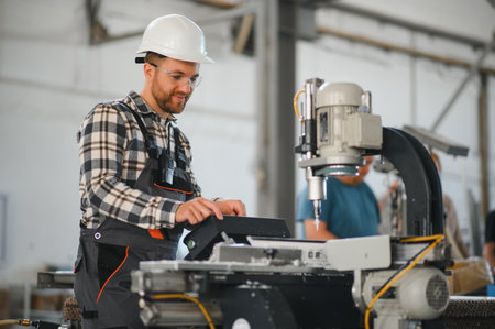 Factory worker. Man working on the production line.