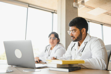 Indian medical student. Indian doctor. Concept of education.の写真素材