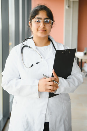 Portrait of Indian Female Doctor in clinic.の写真素材