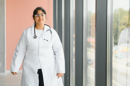 Portrait of Indian Female Doctor in clinic.の写真素材
