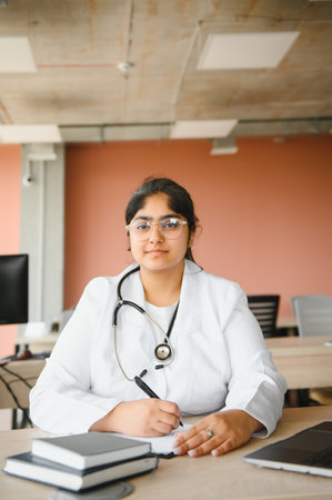Portrait of Indian Female Doctor in clinic.の写真素材