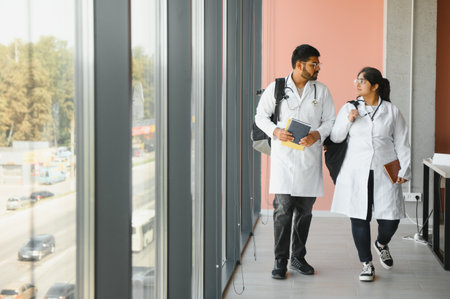 University, education, medicine, anatomy concept. Multiracial medical students in classroom, studying.の写真素材