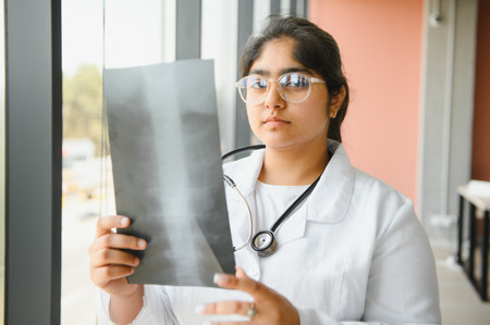 Portrait of Indian Female Doctor in clinic.の写真素材