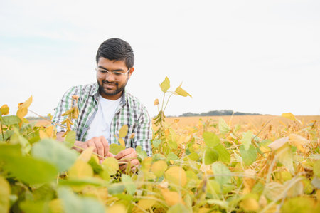 Indian farmer at farm field.