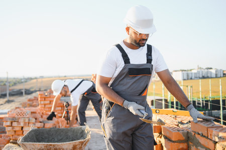 Group of workers at a construction site.の写真素材