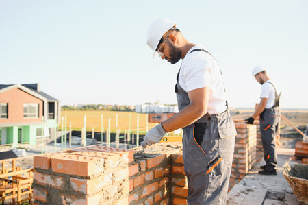 Group of workers at a construction site.の写真素材