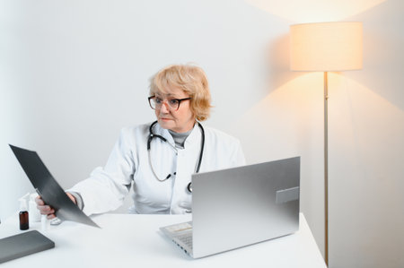 Portrait of Old Female Doctor.の写真素材