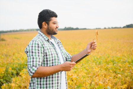 Indian farmer at farm field.