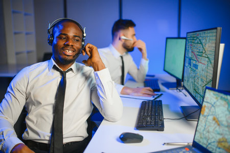 Dispatching support centers for freight transportation. Logistics and navigation of cargo delivery.の写真素材