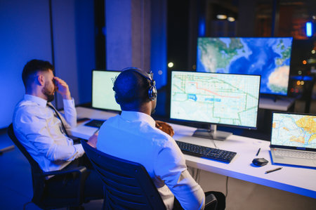 Dispatching support centers for freight transportation. Logistics and navigation of cargo delivery.の写真素材