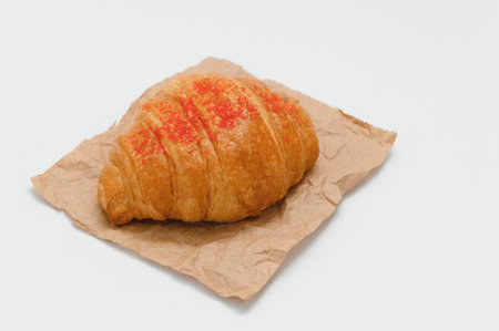 fresh croissant on white background.
