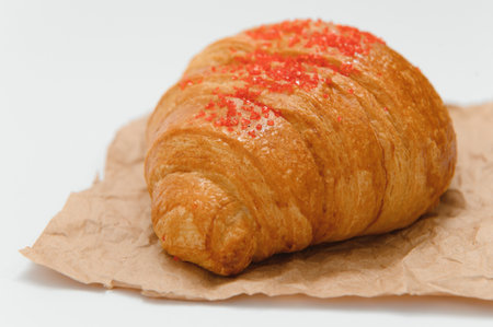 fresh croissant on white background.の写真素材