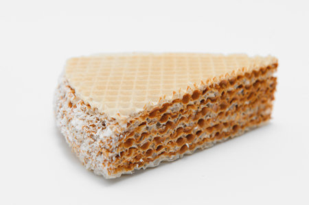 waffle with caramelized condensed milk on a white background.