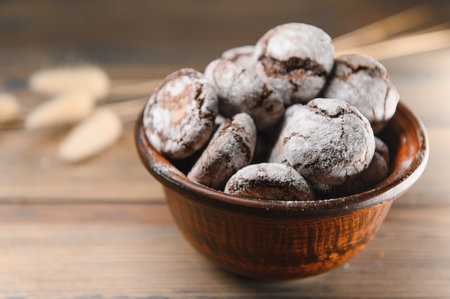 butter cookies isolated on a wooden background.の写真素材