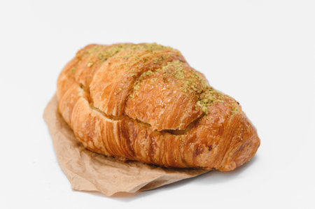 fresh croissant on white background.の写真素材