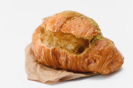 fresh croissant on white background.