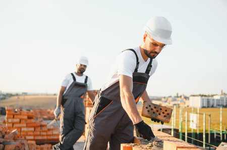 Group of workers at a construction site.の写真素材
