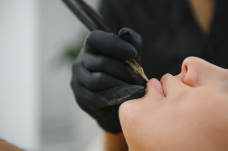 Permanent Make-up on her Lips.の写真素材