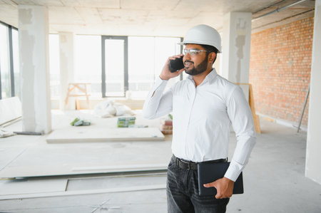 Asian Engineer standing on site construction posting confident , Engineer construction happy job success with in target planning.の写真素材