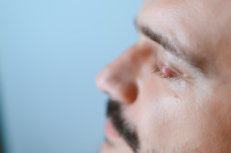 barley on the eye Caucasian men.の写真素材