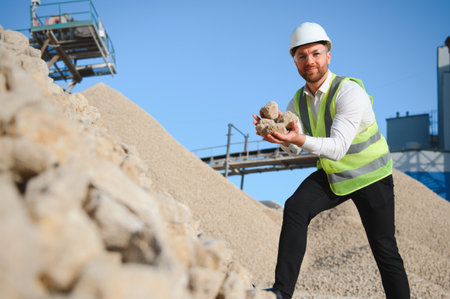 Engineer of industry lab control quality of gravel.の写真素材