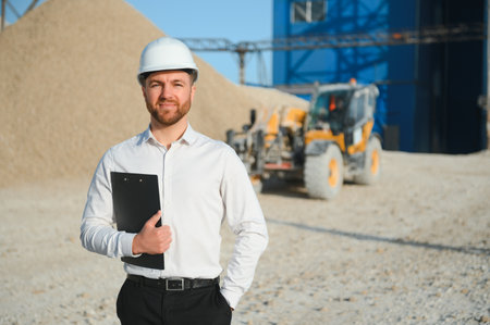 Engineer of industry lab control quality of gravel.