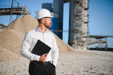 Engineer of industry lab control quality of gravel.