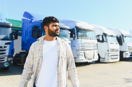 Indian man working in logistics and transportation industry, contemplating the future of freight...