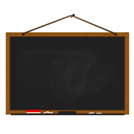 Black chalkboard wood frame with rope hanging on nailのイラスト素材