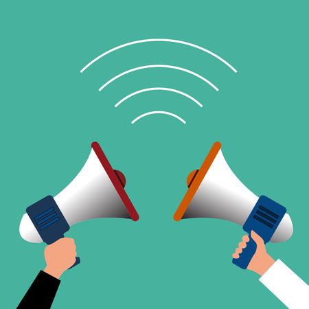 Hand holding megaphone businessman vectorのイラスト素材