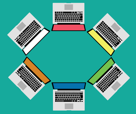 Laptop for business meeting team concept vectorのイラスト素材