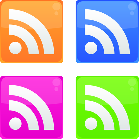 News feed symbol or RSS icons isolated on white background. You can use for website or mobile application.のイラスト素材