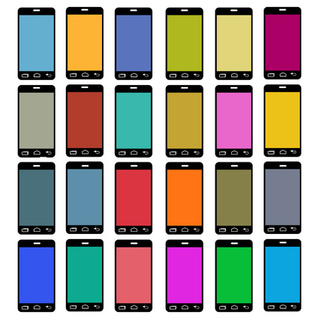 Smartphone icons with colorful screenのイラスト素材