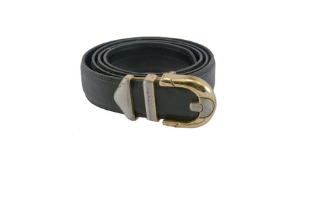 men s leather belt isolated on white の写真素材