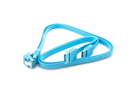 sata cable isolated against white backgroundの写真素材