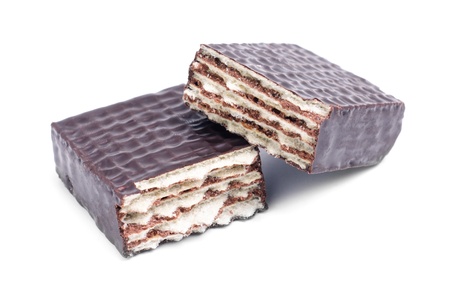 chocolate wafer isolated on a white background の写真素材
