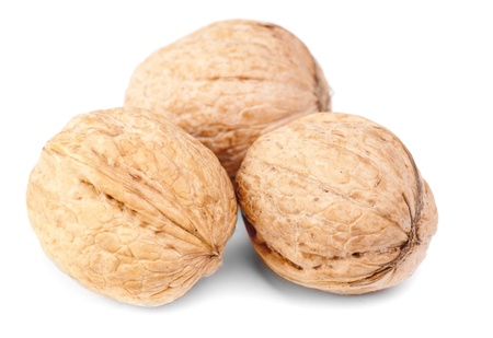 walnuts isolated on a white background の写真素材