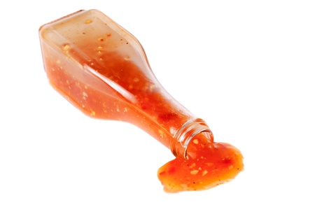 Hot chili pepper sauce isolated  on  whiteの写真素材