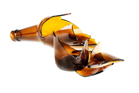 Waste glass.Recycled.Shattered brown bottleの写真素材