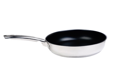 Frying pan isolated on white の写真素材