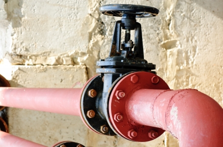 valve on  grey wall backgroundの写真素材