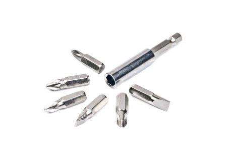 Screwdriver bits isolated on white background 
