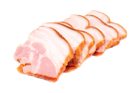 Meat sliced isolated on white background の写真素材