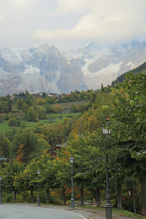Street and view in the Italian Alpsの写真素材